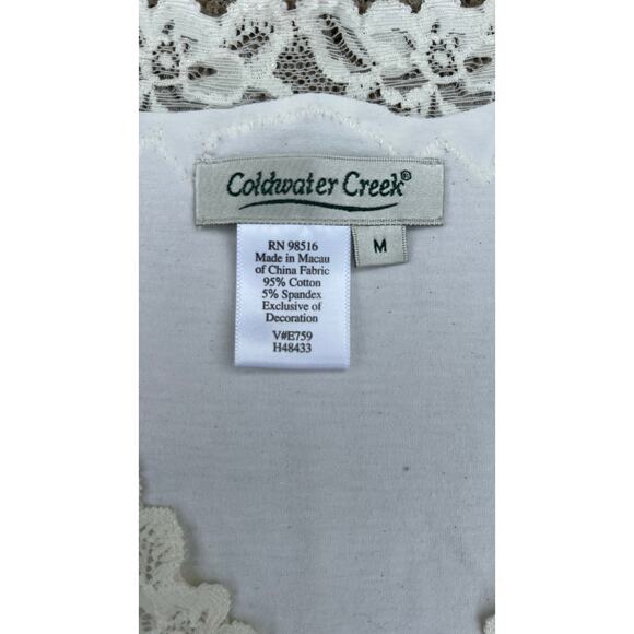 Vtg Coldwater Creek Shirt Women Size Medium Cream Trim Detail Sleeveless Blouse - Picture 4 of 5